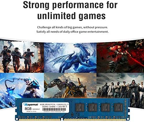 16GB DDR3L 12800U 2X8GB DDR3 / DDR3L 1600MHz UDIMM RAM, Royemai PC3L-12800 2Rx8 1.35V/1.5V CL11 240-pin Desktop Computer RAM Memory Module - Image 6