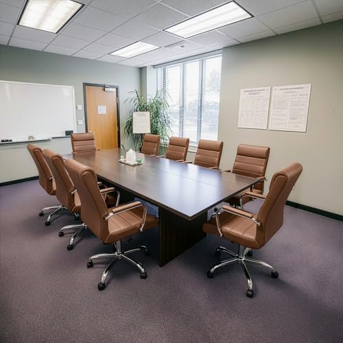 Office Desk Chair,Modern Leather Conference Room Chairs,High Back Home ofiice Chair,Adjustable Height Swivel Executive Computer Chair with Armrest and Padded Seat,Brown - Image 2