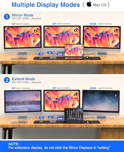 Tiergrade Upgraded Universal USB-C 4K Triple Display Docking Station with Charging Support for MacBook Pro & Windows Type C Systems (2 4K DP, HDMI, 6 USB Ports, 60W USB PD),Extended Display for macOS - Image 2