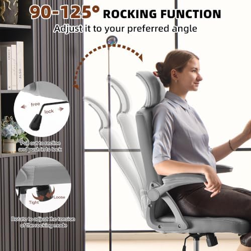 Leather Office Chair,Executive Ergonomic Desk Chair for Home Office, Gray - Image 7