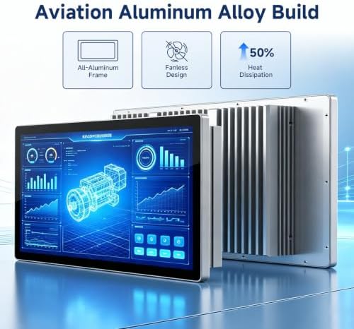 N15L6 All-in-One Industrial Panel PC, 15.6" FHD Touchscreen Computer, Windows 11 Pro, Intel N5095, 8+128GB, Fanless HMI PC, IP65 Front Panel, Dual RS232 for Machine Control & Factory Automation - Image 4
