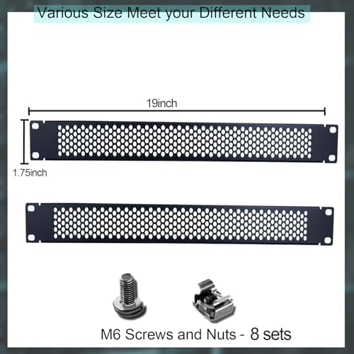 1U Blank Rack Mount Panel, 19 Inch Disassembled Cable Management Panel Spacer W/Brush for Server Network Rack Enclosure Cabinet (2pcs-Venting) - Image 2
