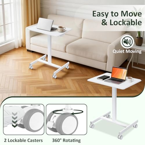 Mobile Standing Desk with Wheels, Small Rolling Desk Adjustable Height - Image 5
