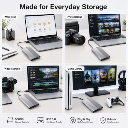 500GB External Hard Drive HDD, USB 3.0 Portable Expansion Storage - Image 4