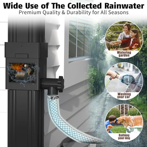 Anivia Rain Barrel Diverter Kit, Fits 2x3 or 3x4 in, Valve & Filter, Black - Image 3