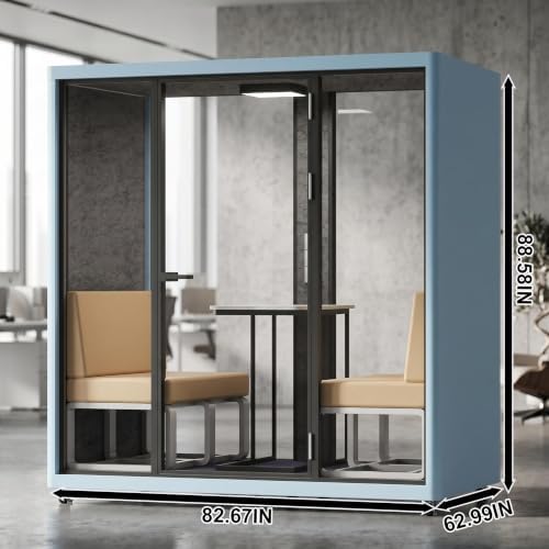 Soundproof Office Pod with 4 Person Gold Frame (Blue) - Image 2