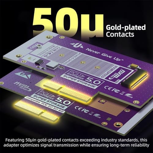 JEYI PCIe 5.0 4X to M.2 NVMe Adapter Card, Gen 5 128Gbps, Heatsink - Image 4