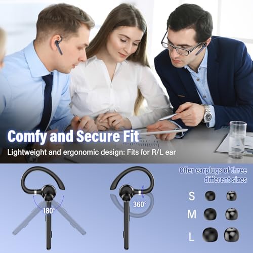 Bluetooth Headset, 90Hrs Bluetooth 5.3 Earpiece, APTX HD Audio, Mute Button - Image 7