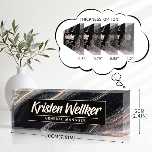 Desk Name Plate Personalized Name Plate for Desk, Office Desk Decor, 3D Style Personalized Plaque Name Plates for Desks Custom Appreciation Gifts for Boss Lady Employee Coworkers (Gilded Black) - Image 4