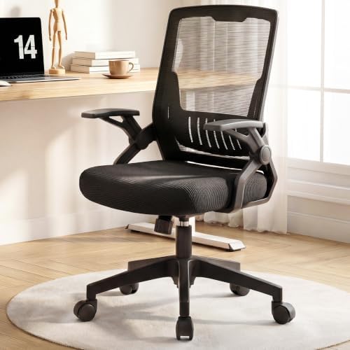 GTPLAYER Ergonomic Office Chair with Flip-up Armrests Executive Computer Chair for Home Office, Breathable Mesh & Comfy Lumbar Support, Black - Image 3
