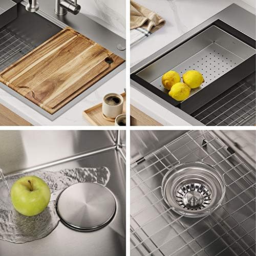 KRAUS KWT310-33/18 Kore Workstation 33-inch Drop-In 18 Gauge Single Bowl Stainless Steel Kitchen Sink with Integrated Ledge and Accessories - Image 3