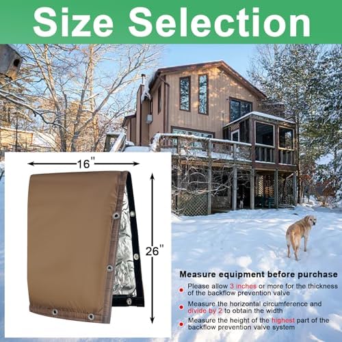 Backflow Preventer Insulated Cover (5˚F) Thick 6-Layer Fabric Pipe Insulation Cover (UV Coated) Winter Freeze Protection,for Water Well Pump Covers and Sprinkler Valve Covers (16" W X 26" H) - Image 4