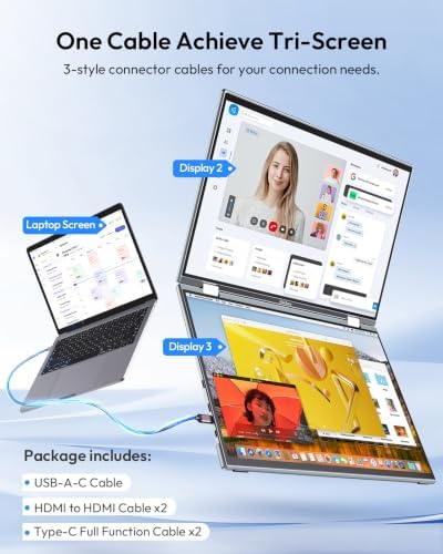 Portable Monitor, Dual 16" Touchscreen Monitor FHD 1920x1200 IPS - Image 2