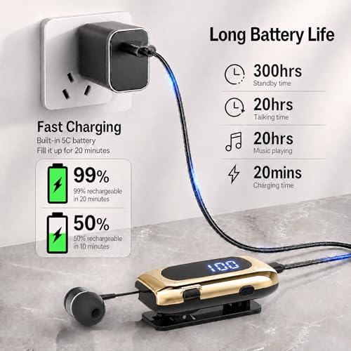 Wireless Headset Wireless Headphones Handsfree Call Wireless Earpiece Noise Cancellation Earbud Earphones Mic Compatible with Cell Phones Car Driver Trucker Business Office (Gold‌) - Image 5