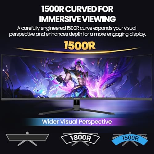 CRUA 45" DQHD 240Hz Ultrawide Curved Gaming Monitor, 1500R, FreeSync, Black - Image 6