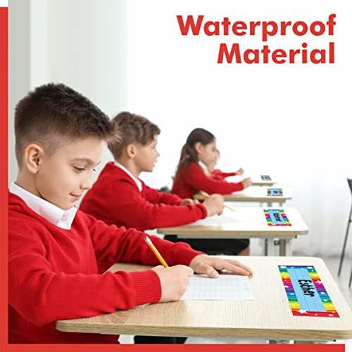40PCS Desk Nameplates, Desk Name Tags with Double Sided PET Film Colorful Student Name Labels Erasable & Reusable Traditional Manuscript Name Plates for School Classroom Organization (10” x 2.8”) - Image 5