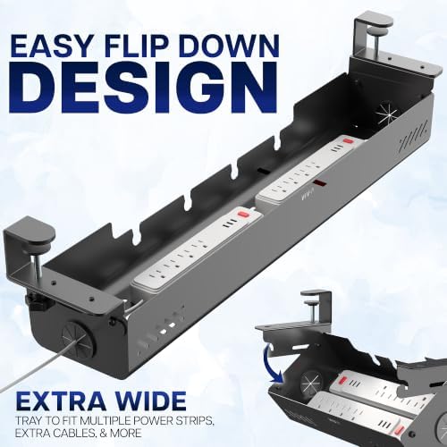 VIVO Black Clamp-On Flip-Open 35 in Cable Management Box, DESK-ACMB35-C - Image 5