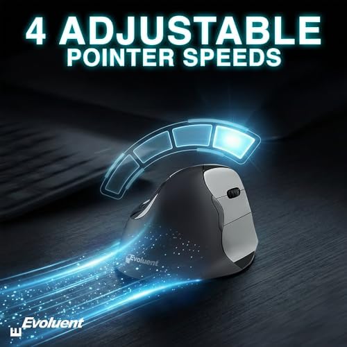 Evoluent – The World's Original Vertical Mouse – VMC Classic Wireless USB/Bluetooth Ergonomic Mouse Right Hand M-L, Sculpted Comfort, 4 Speeds, Non-Programmable Copy & Paste Buttons - Image 5