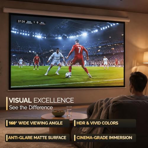 Motorized Projector Screen with Remote Control, No Wrinkles, Without Dents, HD Screen, for Home Theater Office Classroom TV Usage (100in 16:9) - Image 2