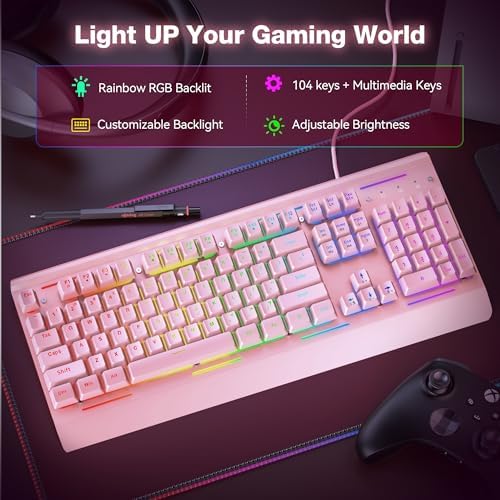TECKNET Wired Gaming Keyboard, RGB Backlit Keyboard with Metal Panel Design - Image 3