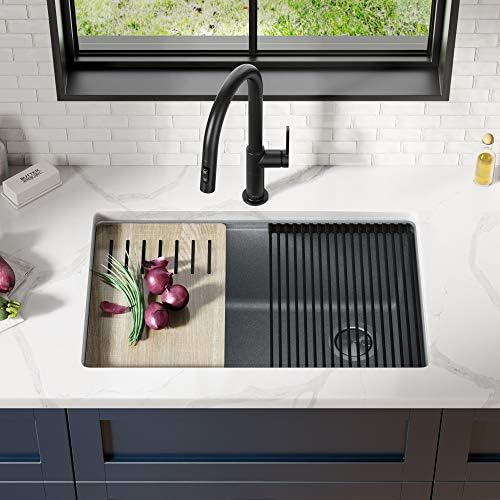KRAUS Kitchen Sink Bellucci 29” Undermount Workstation Granite, Metallic Gray, Accessories, KGUW2-30MGR - Image 2