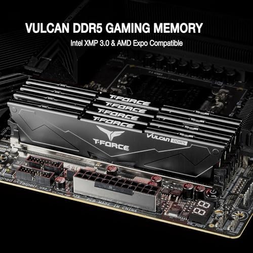TEAMGROUP T-Force Vulcan DDR5 64GB (2x32GB) 6400MHz (PC5-51200) CL34 Desktop Memory Module Ram for 600 700 Series Chipset XMP 3.0 Black FLBD564G6400HC34EDC01 - Image 2