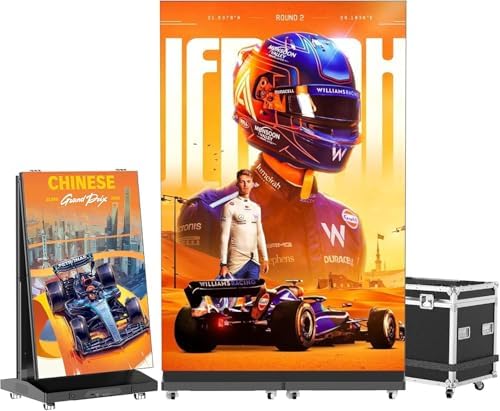 80 Inch LED Digital Signage Display, Foldable Seamless Stitching Kiosk, P1.86 GOB LED Screen Poster with Flight Case, Commercial Advertising Display for Events, Rentals and Weddings (Black, 2 Unit) by RIXZSIW