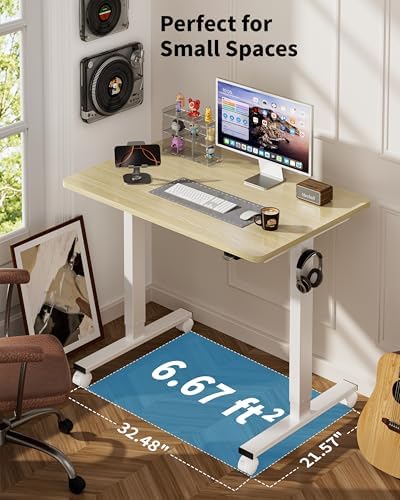 Okin Electric Standing Desk, 40 x 24 Inches Whole Piece Height Adjustable Desk, Oak Sit to Stand Desks Computer Workstation with Wheels for Home Office - Image 5