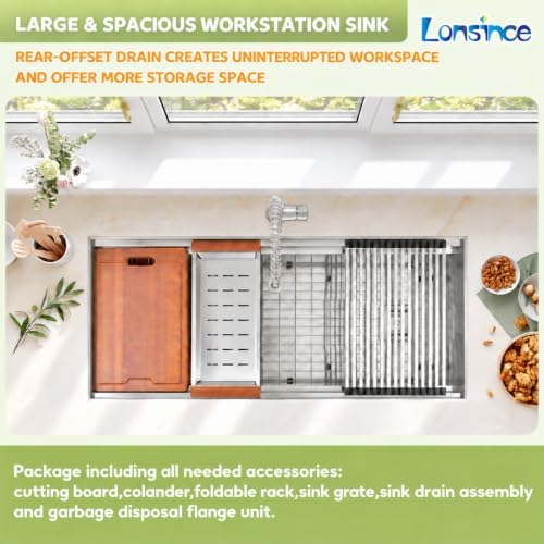 45 inch Undermount Kitchen Sink with Two-Tiered Ledge,Offset Drain - Image 4