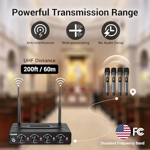 TONOR Wireless Microphones System, Handheld Microfono Inalambrico, Gray - Image 3