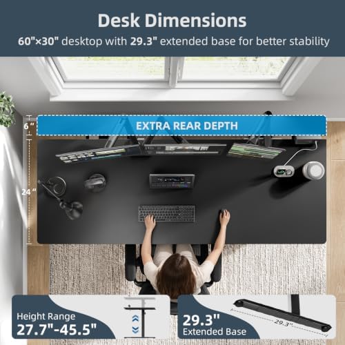60 x 30 Inch Electric Standing Desk with Flip-Top Cable Management - Image 6
