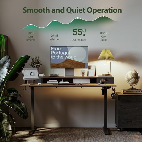 Agilestic 48 x 24 Inches Electric Standing Desk with 2 Storage Drawers, Adjustable Height Sit and Stand Computer Table with Splice Board, Rustic Brown - Image 6