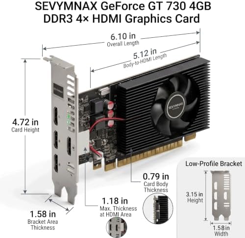 GeForce GT 730 4GB Graphics Card 4 HDMI Multi Monitor Low Profile - Image 3