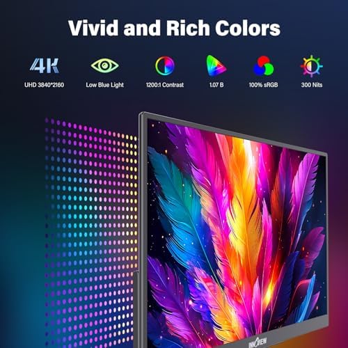 InnoView 15.6" Portable Monitor 60Hz 4K UHD 3840x2160 | 100% sRGB HDR | Travel Monitor with 2 USB-C & HDMI Ports | Second Screen for Laptop Mac PC Xbox PS5 Switch (Includes Adapter) - Image 3