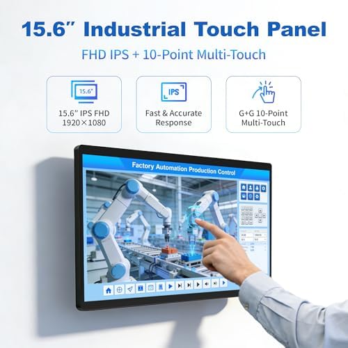 15.6" All-in-One Industrial Panel PC, Android 12 Fanless Tablet RK3399 4GB RAM/64GB ROM, Rugged Embedded Touchscreen Computer 1920 * 1080 IPS，WiFi 5 Bluetooth 4.2 for Automation/Kiosk/Bar/Warehouse - Image 2
