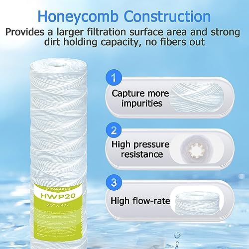 5 Micron Whole House Water Filter Cartridge, 20" x 4.5", 6-Pack - Image 3