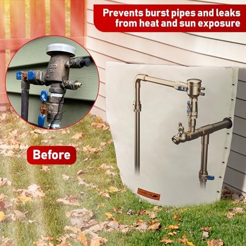 Redford Supply Co. Cold Snap (5°F) Backflow Preventer Insulation Cover, 3-Way Custom, 16"W x 26"H, Pipe Insulation, Water Sprinkler Covers for Outside, Sprinkler Backflow Cover for Winter (Beige) - Image 2