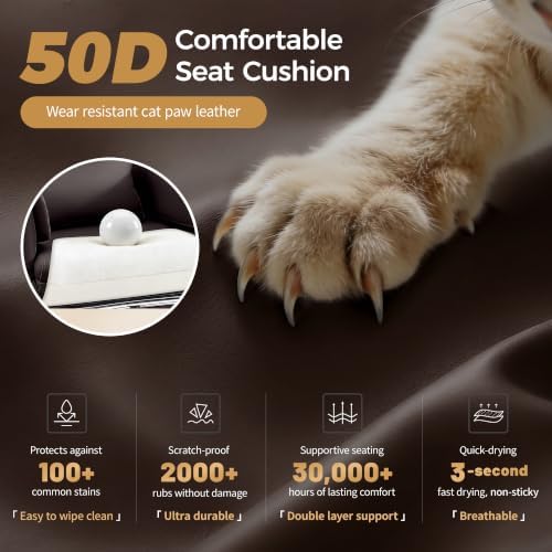 Big and Tall Office Chair 500LBS, Ergonomic High Back Leather Executive Chair, Reclining Swivel with Adjustable Armrests Lumbar Support Footrest, Cross Legged, Coffee - Image 4