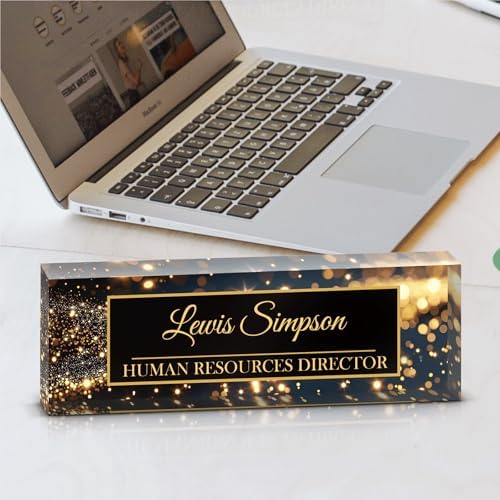 Desk Name Plate Personalized, Desk Double sided pattern Name Plate Personalized Office Desk Decor for Women and Men, Teacher Nurse Boss Employee Appreciation Gifts (starry sky, Customized) - Image 4