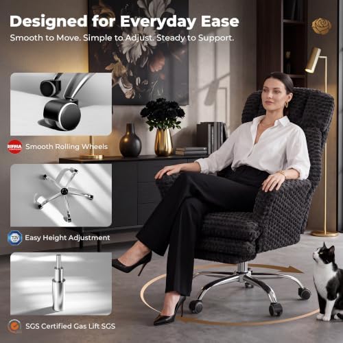 Big and Tall Office Chair, Flip Armrests for Pets & Cross Legged Sitting - Image 5