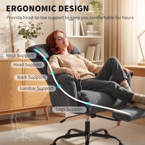 HOMCOM Executive Office Chair Comfy with Foot Rest Reclining Dark Gray - Image 4