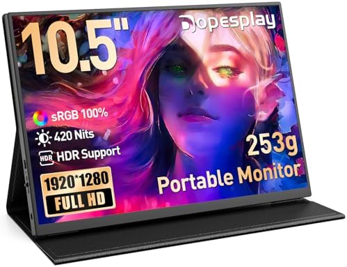 Dopesplay 10.5" Ultra-Thin Travel Portable Monitor with Case, 1280P HDR by Dopesplay
