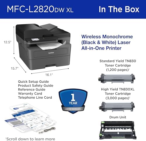 Brother MFC-L2820DW XL Wireless Compact Monochrome All-in-One Laser Printer with Copy, Scan and Fax, Duplex, Black & White | Up to 4,200 Pages of Toner Included(1), Works with Alexa - Image 7