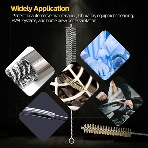 12Pcs Stainless Steel & Brass Wire Tube Brushes Bottle Brush Set - Image 7