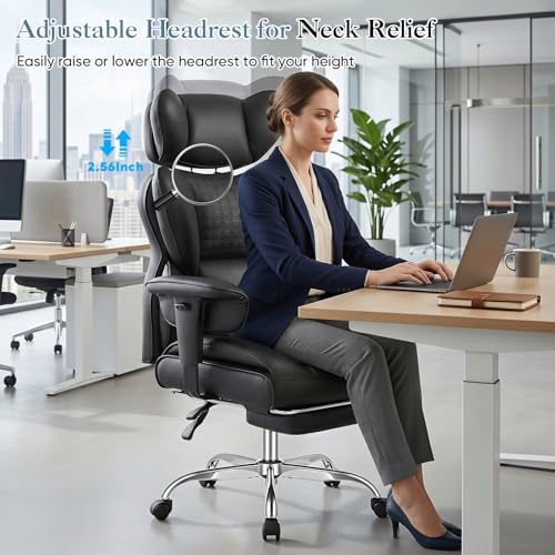 DUMOS Big and Tall Home Office Desk Chair, Executive Chair with Footrest - Image 6