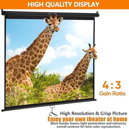 SUPER DEAL 72'' 4:3 HD Projection Screen Foldable Anti-Crease Portable Projector Movie Screen Manual Pull Down for Home Theater Presentation Education Outdoor Indoor Public Display, Black - Image 7