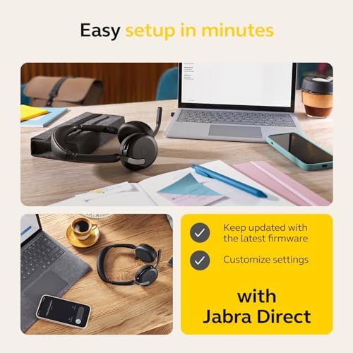 Jabra Evolve2 65 Flex Wireless Stereo Headset - Bluetooth, Noise-Cancelling ClearVoice Technology & Hybrid ANC - Certified for Microsoft Teams - Black - Image 5