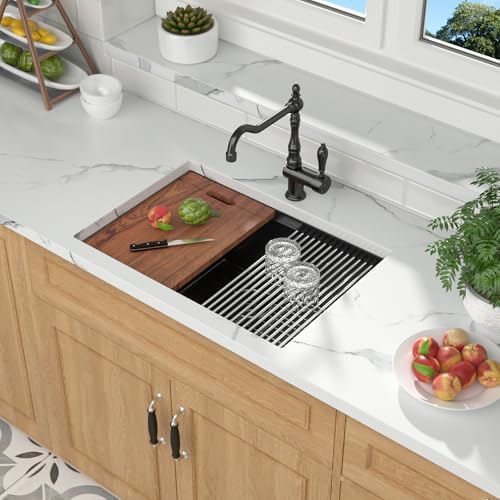 Black Undermount Kitchen Sink - Mocoloo 27x19 Inch Undermount Workstation Kitchen Sink Gunmetal Black 16 Gauge Stainless Steel Single Bowl Handmade Sink Basin - Image 2