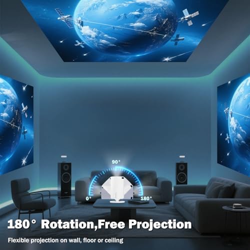 Mini Projector Support 1080P, 200 Ansi Home Movie Projector Portable Projector with Wifi and Bluetooth, Automatic Keystone Correction, 180°Rotatable, Compatible with HDMI USB PC Laptop - Image 4