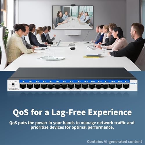 Goalake 16-Port Gigabit Easy Managed Switch for Small Business & Home Office – VLAN & QoS, Plug & Play, Fanless Metal, Desktop/Wall Mount - Image 6